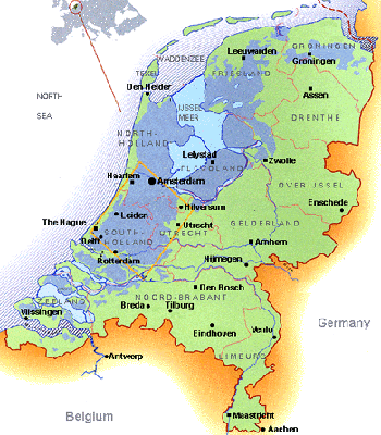 Olanda, la cartina geografica, link qui per dimensioni reali